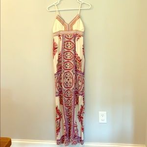 Paisley print maxi dress with embroidered top
